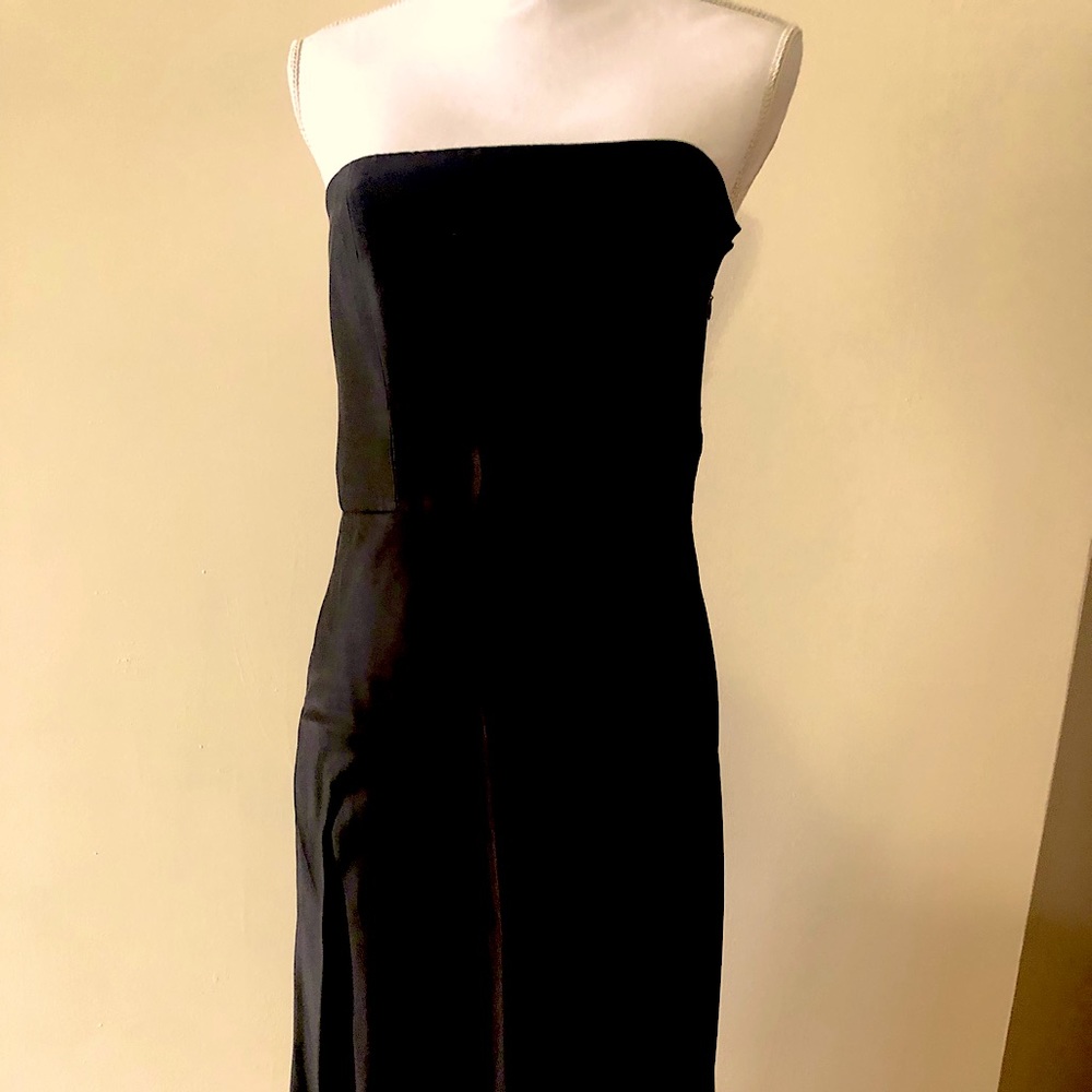 Ann Taylor Silk Strapless Black Silk Midi
